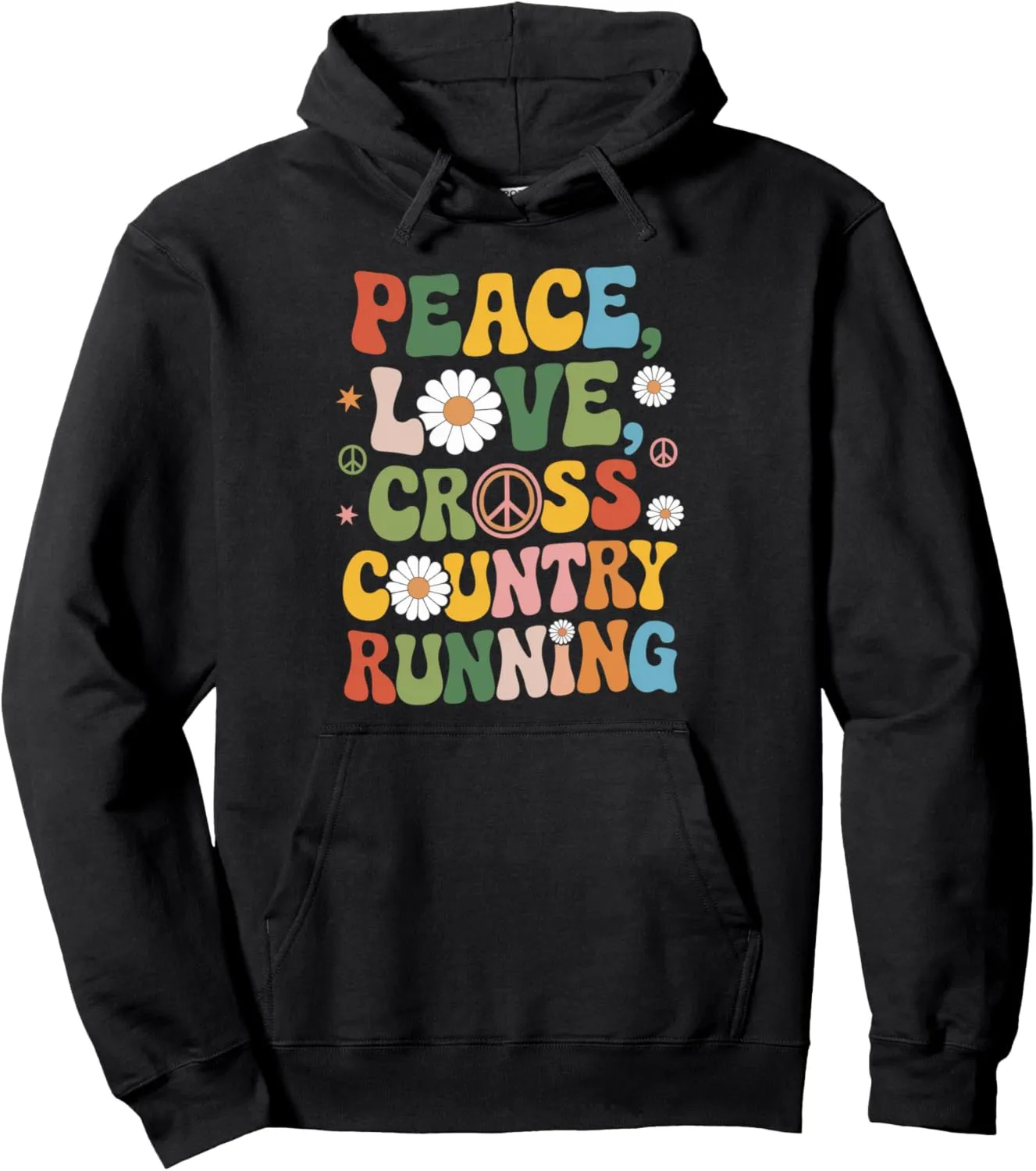 70s Hippie Retro Peace Love Cross Country Running Pullover Hoodie