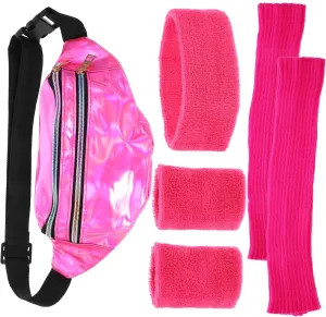 80s Inspired Leg Warmers Headband Wristband Set Complete Fitness Outfit Fanny Pack