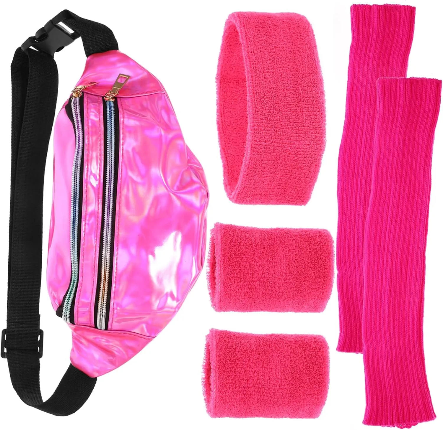 80s Inspired Leg Warmers Headband Wristband Set Complete Fitness Outfit Fanny Pack
