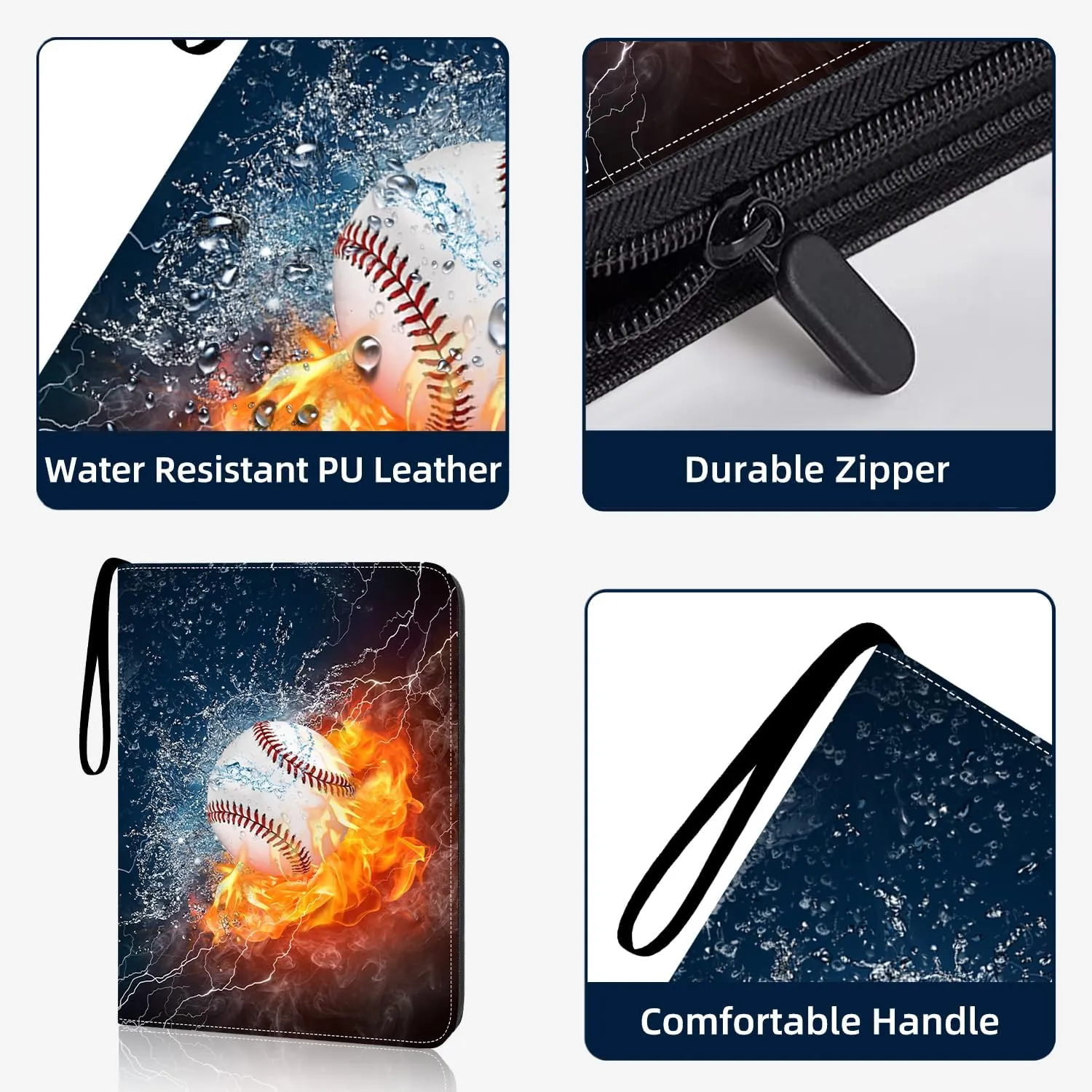 9-Pocket Baseball Card Binder - Holds 900 Cards with 50 Removable Sleeves | Sports & Trading Card Album for Collectibles