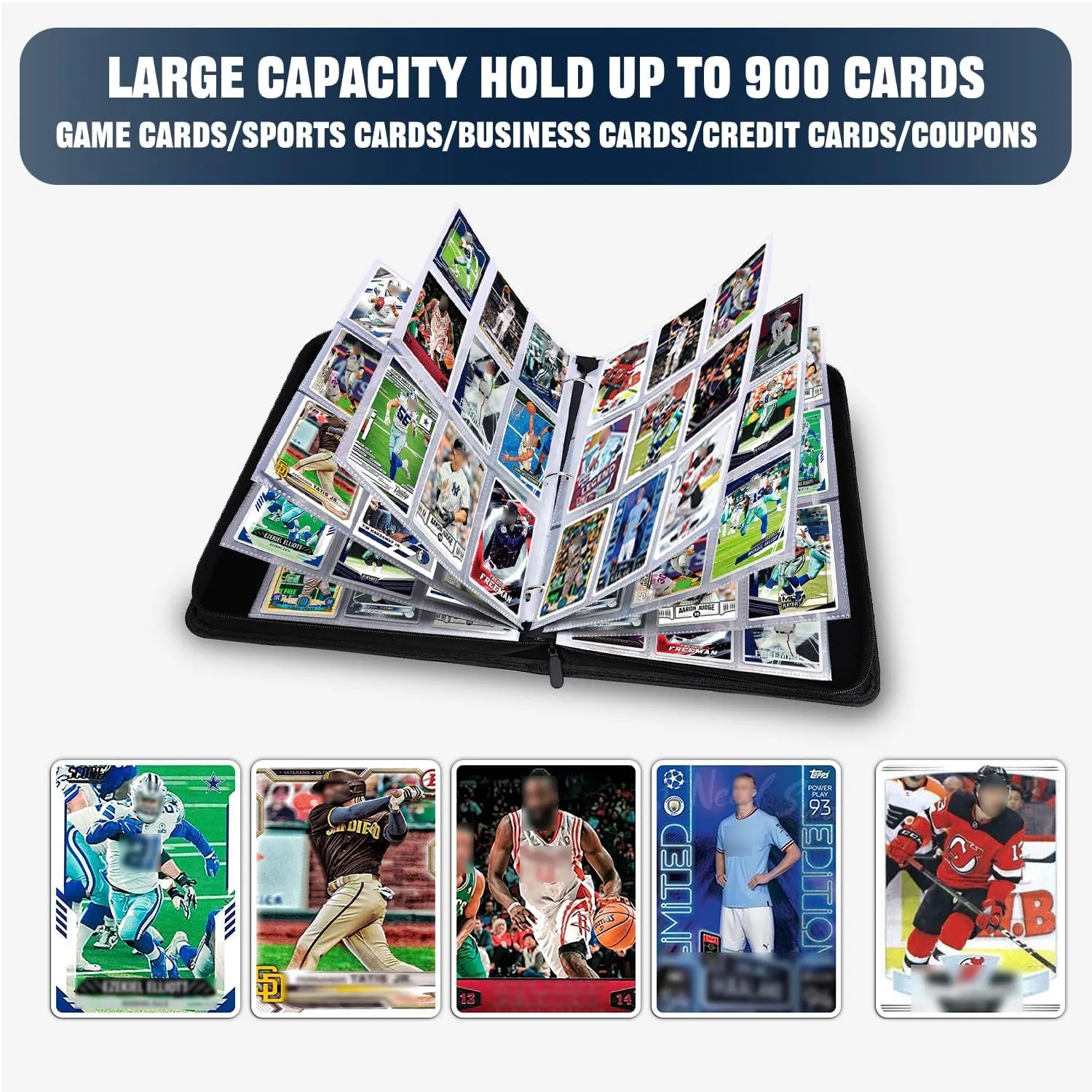 9-Pocket Baseball Card Binder - Holds 900 Cards with 50 Removable Sleeves | Sports & Trading Card Album for Collectibles