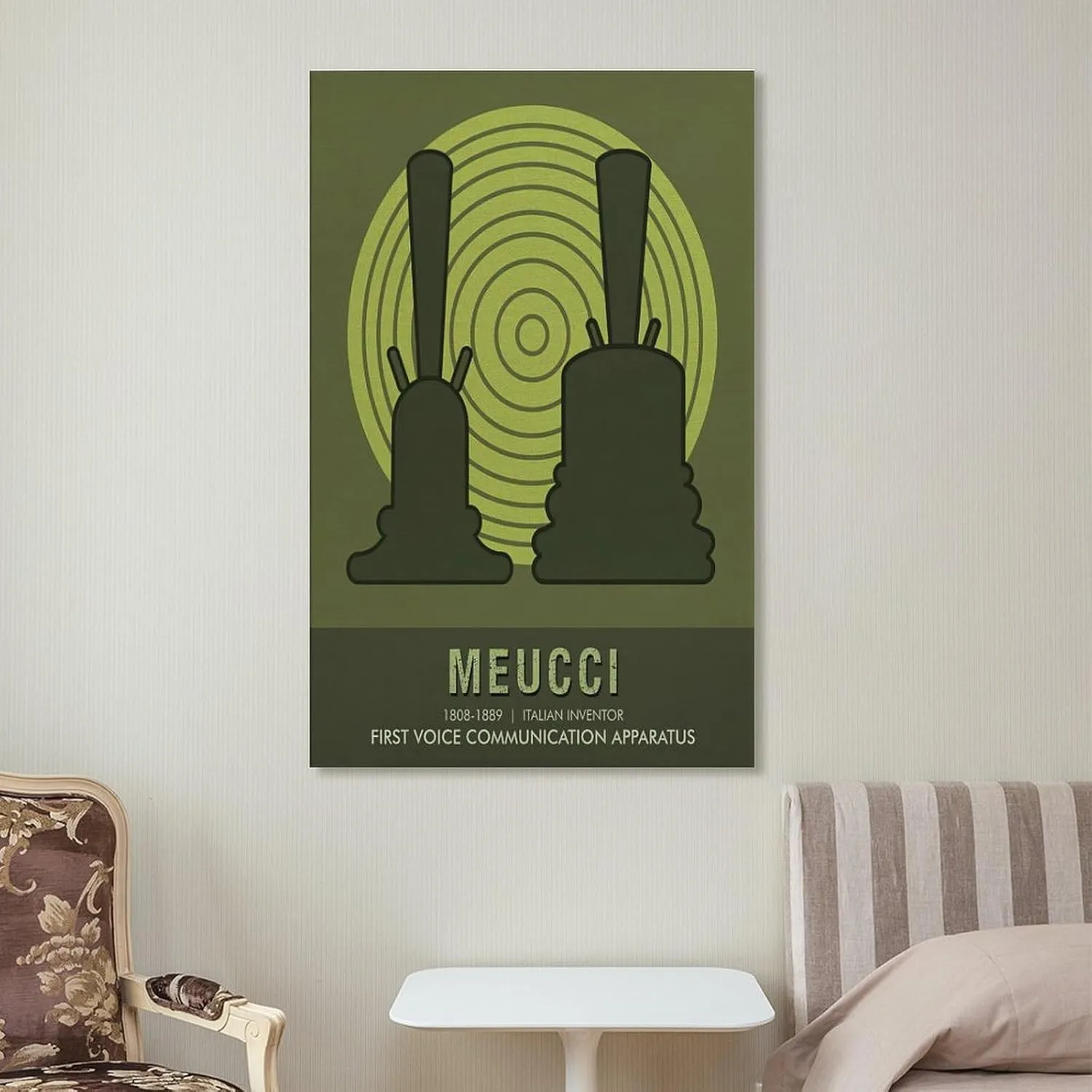 AAHARYA Antonio Meucci Inventor Theory Poster Home Canvas Wall Decor Art Canvas Painting Wall Art Poster for Bedroom Living Room Decor 24x36inch(60x90cm) Frame-style