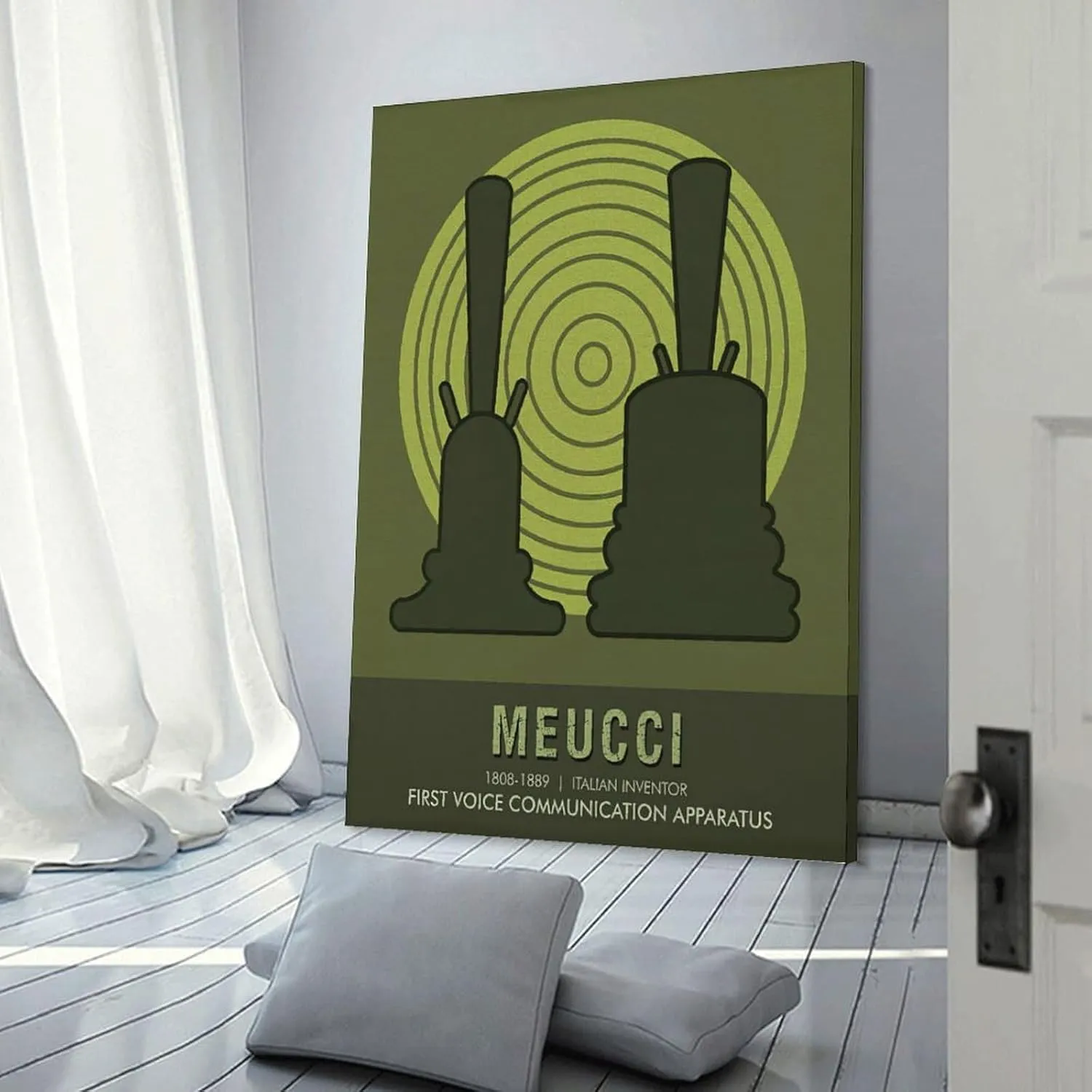 AAHARYA Antonio Meucci Inventor Theory Poster Home Canvas Wall Decor Art Canvas Painting Wall Art Poster for Bedroom Living Room Decor 24x36inch(60x90cm) Frame-style