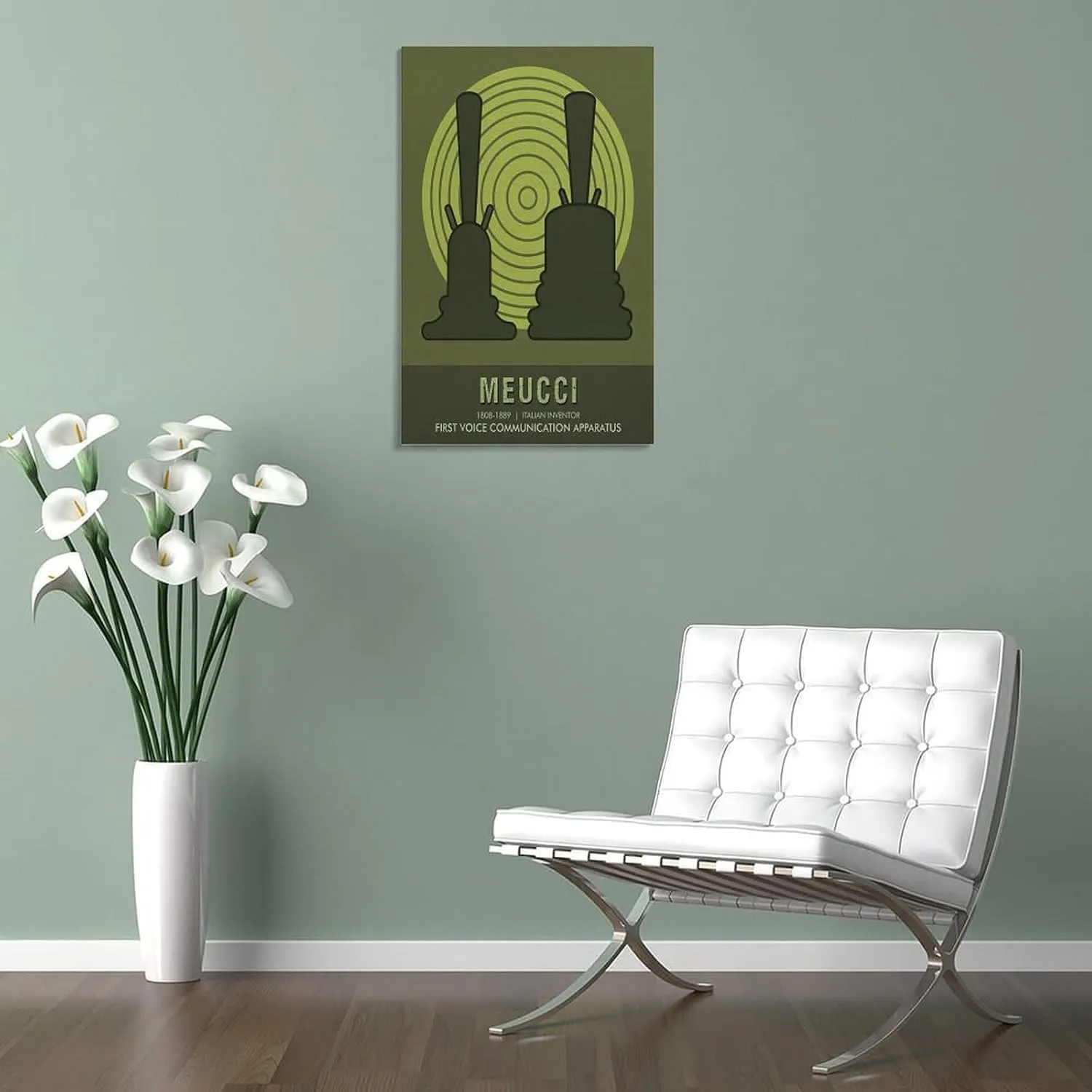 AAHARYA Antonio Meucci Inventor Theory Poster Home Canvas Wall Decor Art Canvas Painting Wall Art Poster for Bedroom Living Room Decor 24x36inch(60x90cm) Frame-style