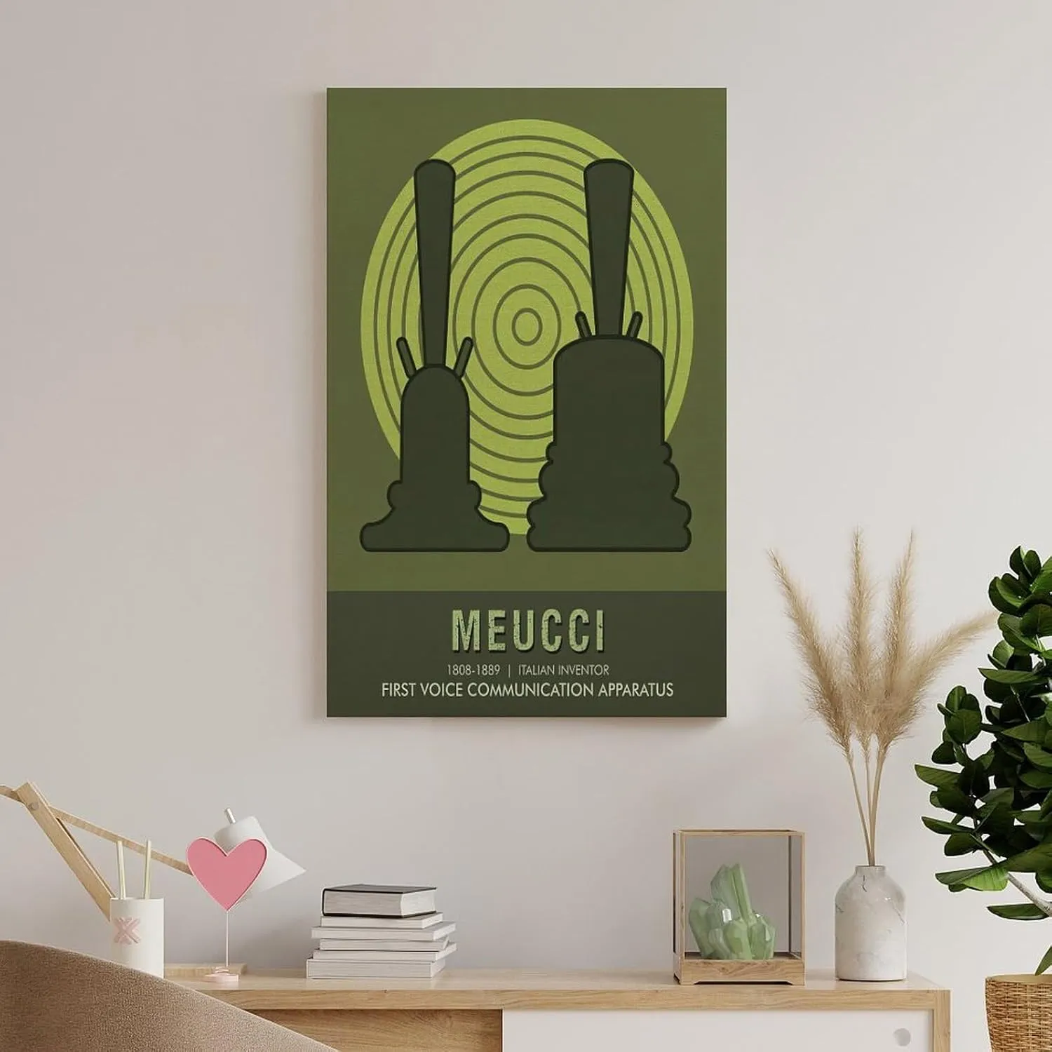 AAHARYA Antonio Meucci Inventor Theory Poster Home Canvas Wall Decor Art Canvas Painting Wall Art Poster for Bedroom Living Room Decor 24x36inch(60x90cm) Frame-style