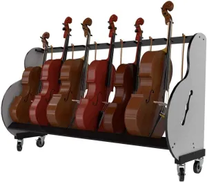 A&S Crafted Products The Band Room 6 Cello Storage & Transport Cart For Music Classrooms | Designed for Music Teachers | Hold Four ½, ¾ and full-size cellos | Made In U.S.A.