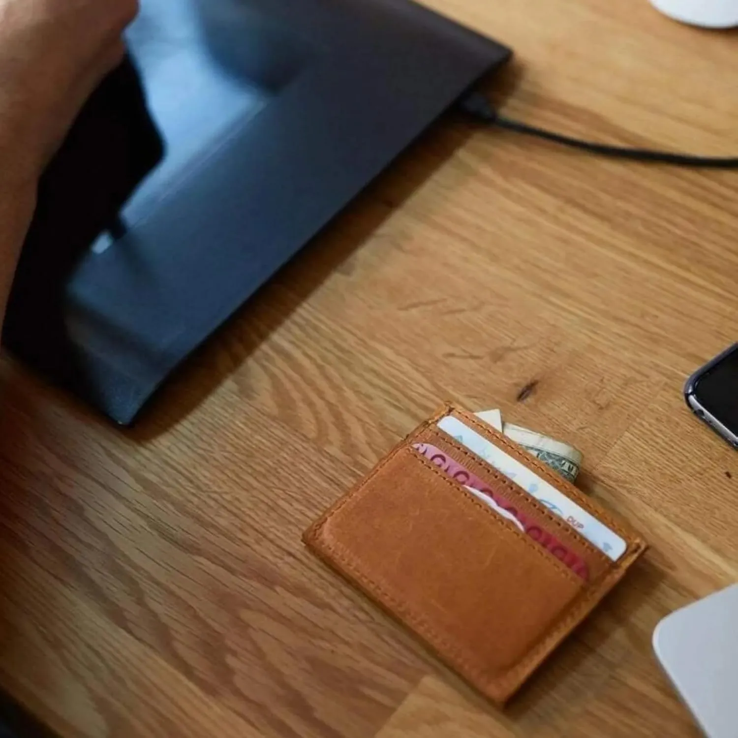 ABLE Clothing Alem Leather Credit Card Wallet for Women, Small,Slim,Minimalist Compact Wallet with Separate Card and Cash Slots (Whiskey)