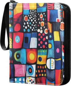 Abstract Colorful Card Binder 4-Pocket, 400 Pockets Card Holder with 50 Removable Sleeves and Zipper for Games Baseball Football Sports Card