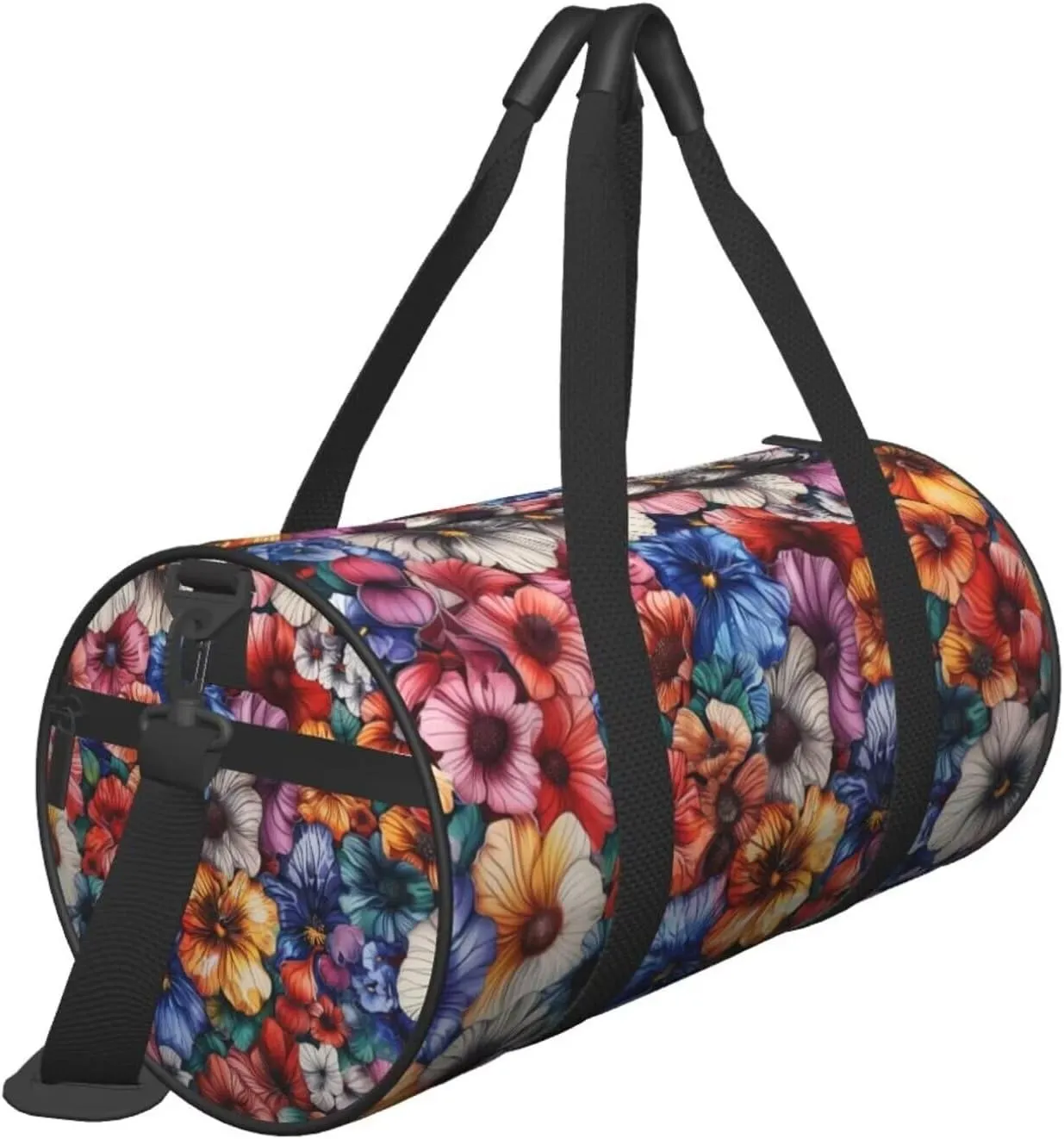 Abstract Flower Travel Duffle Bag Carry On Bag for Travel Gym Yoga Business Trip Lightweight Weekender Overnight Bags for Women Hawaiian Tropical Hibiscus Nylon Shoulder Tote Bags