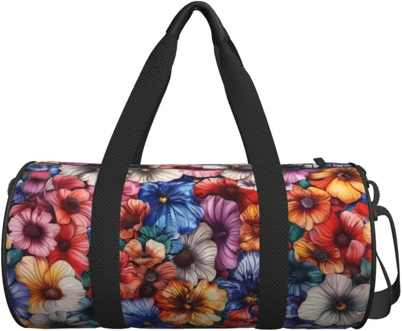 Abstract Flower Travel Duffle Bag Carry On Bag for Travel Gym Yoga Business Trip Lightweight Weekender Overnight Bags for Women Hawaiian Tropical Hibiscus Nylon Shoulder Tote Bags