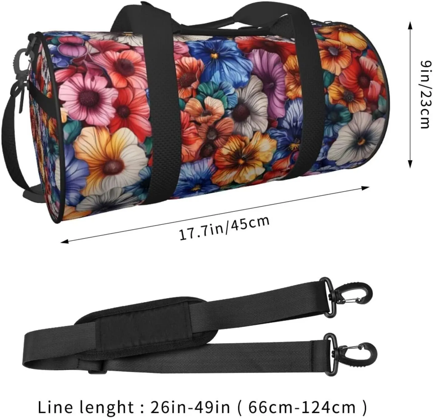 Abstract Flower Travel Duffle Bag Carry On Bag for Travel Gym Yoga Business Trip Lightweight Weekender Overnight Bags for Women Hawaiian Tropical Hibiscus Nylon Shoulder Tote Bags