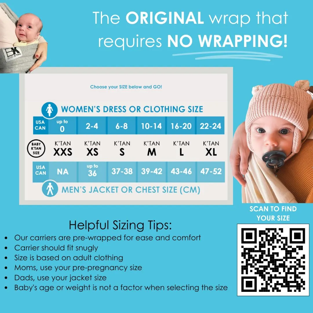 Active Oasis Baby K'tan Baby Carrier Wrap: #1 Easy Pre-Wrapped Baby Sling Gift | Breathable Sport Blend | UVA/UVB Infant Sun Protection | Promotes Safe Hygiene | Newborn up to 35lb (See Size Chart)