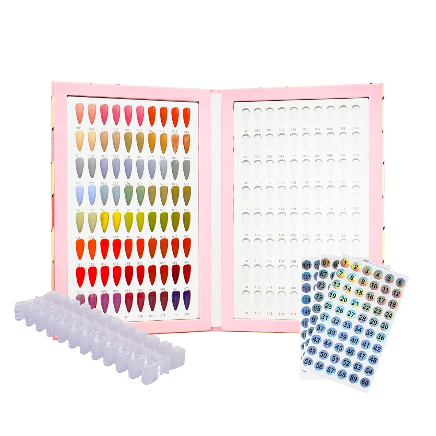 Acycoin2A 160 Nail Color Display Book Chart with 240 Nail Tips UV Gel Polish Color Card Board (B)