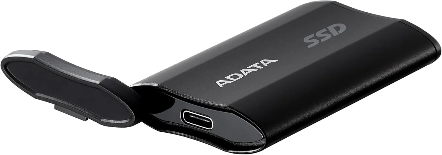 ADATA SD810 1000G IP68 Water Resistance Up to 2000 MB/s USB 3.2 Gen 2 USB-C External Solid State Drive - Black for iPhone 15/Pro/Max, Android (SD810-1000G-CBK)