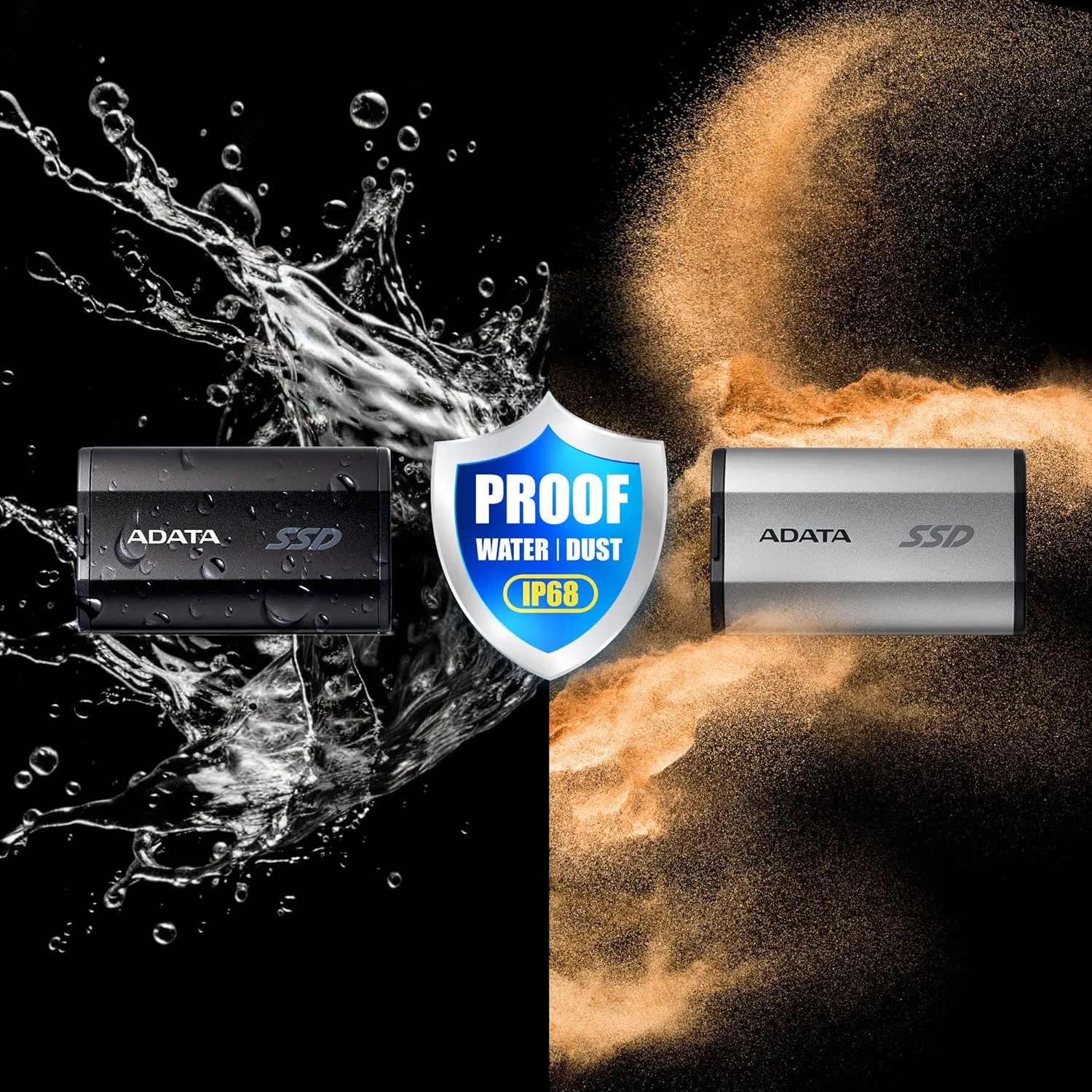 ADATA SD810 1000G IP68 Water Resistance Up to 2000 MB/s USB 3.2 Gen 2 USB-C External Solid State Drive - Black for iPhone 15/Pro/Max, Android (SD810-1000G-CBK)