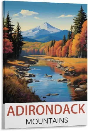 Adirondack Mountains Travel Poster Print Canvas Wall Art for Bedroom Living Room HD Print Posters 08x12inch(20x30cm)