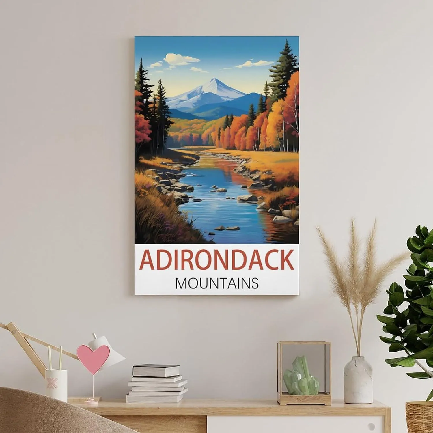 Adirondack Mountains Travel Poster Print Canvas Wall Art for Bedroom Living Room HD Print Posters 08x12inch(20x30cm)