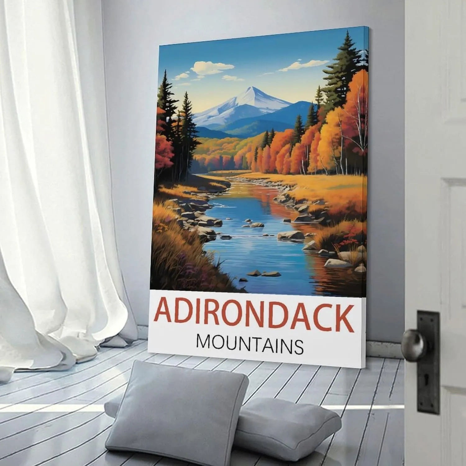 Adirondack Mountains Travel Poster Print Canvas Wall Art for Bedroom Living Room HD Print Posters 08x12inch(20x30cm)