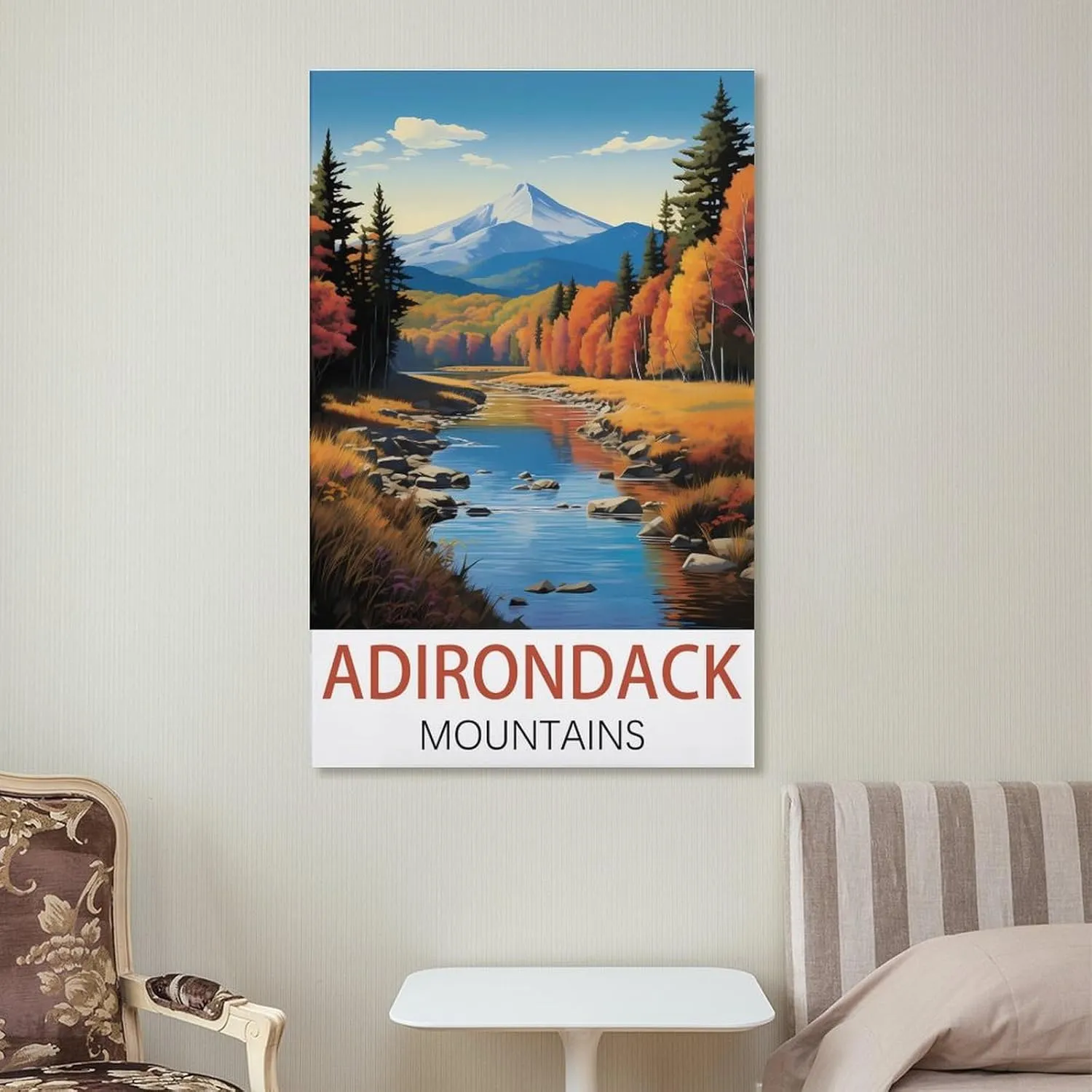 Adirondack Mountains Travel Poster Print Canvas Wall Art for Bedroom Living Room HD Print Posters 08x12inch(20x30cm)