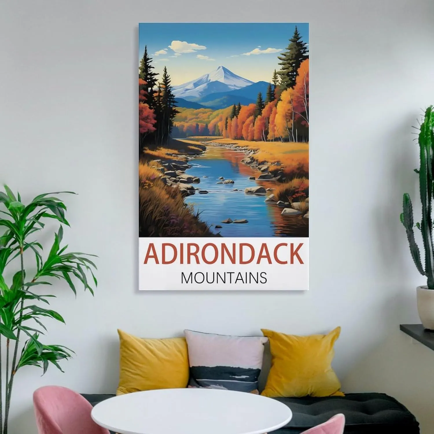 Adirondack Mountains Travel Poster Print Canvas Wall Art for Bedroom Living Room HD Print Posters 08x12inch(20x30cm)