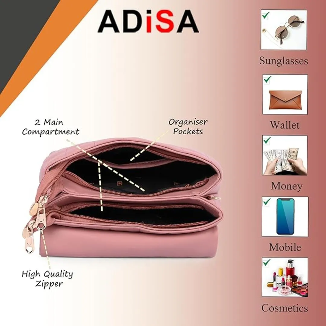 ADISA Women's Girls Quilted Cross Body Sling Bag