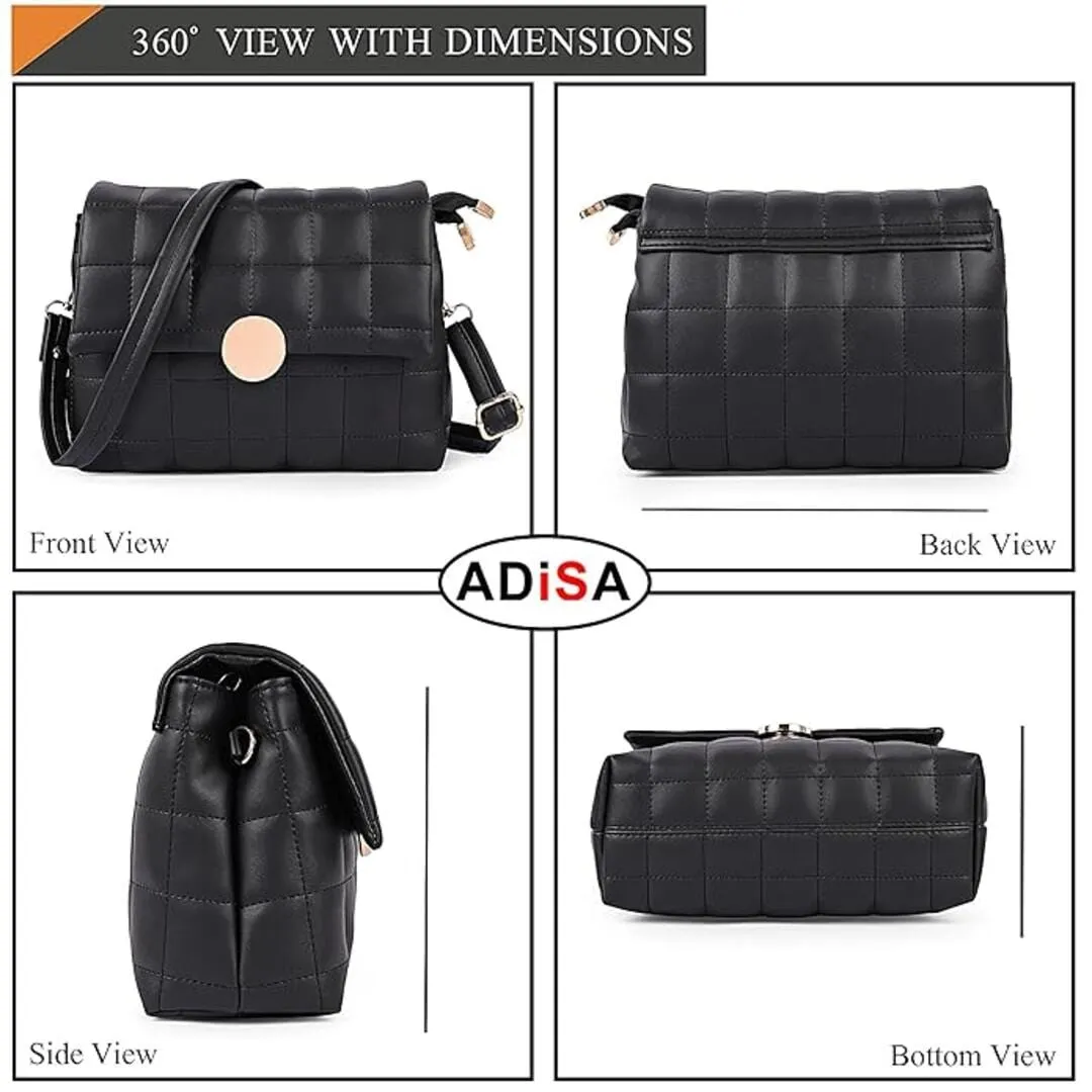 ADISA Women's Girls Quilted Cross Body Sling Bag