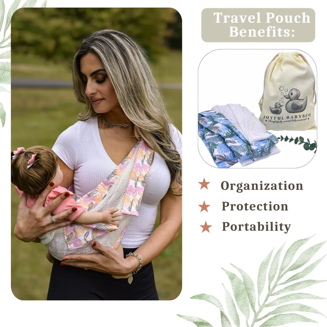 Adjustable Baby Sling for Newborn to Toddler (7–44 lbs) – Soft Wrap with Safety Buckle & Shoulder Straps – Hands-Free, Comfortable Babywearing – Tropical Pink