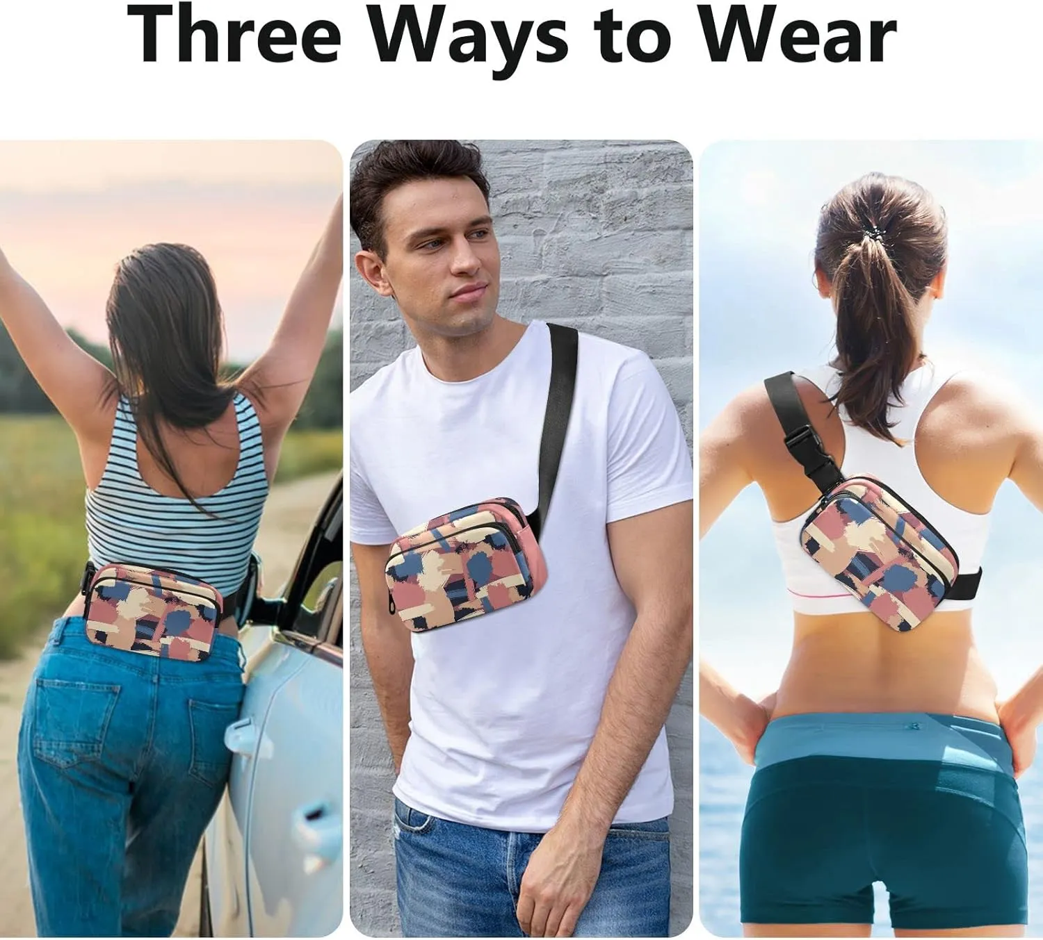 Adjustable Belt Running Bag, Fanny Pack Waist Runners Bag Tote for Women Men Sports Hiking Fitness Exercise Gym Pouch