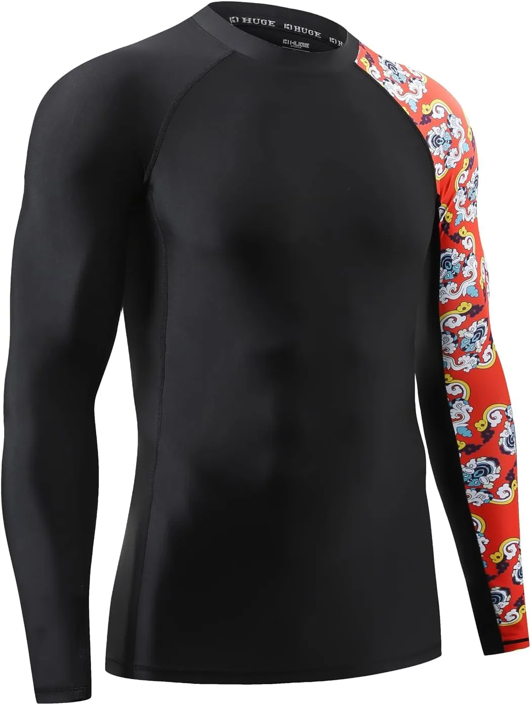 ADOREISM Men's Rash Guard Long Sleeves UPF 50  Sun Protection Compression Swim Shirts for Men