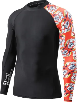 ADOREISM Men's Rash Guard Long Sleeves UPF 50  Sun Protection Compression Swim Shirts for Men