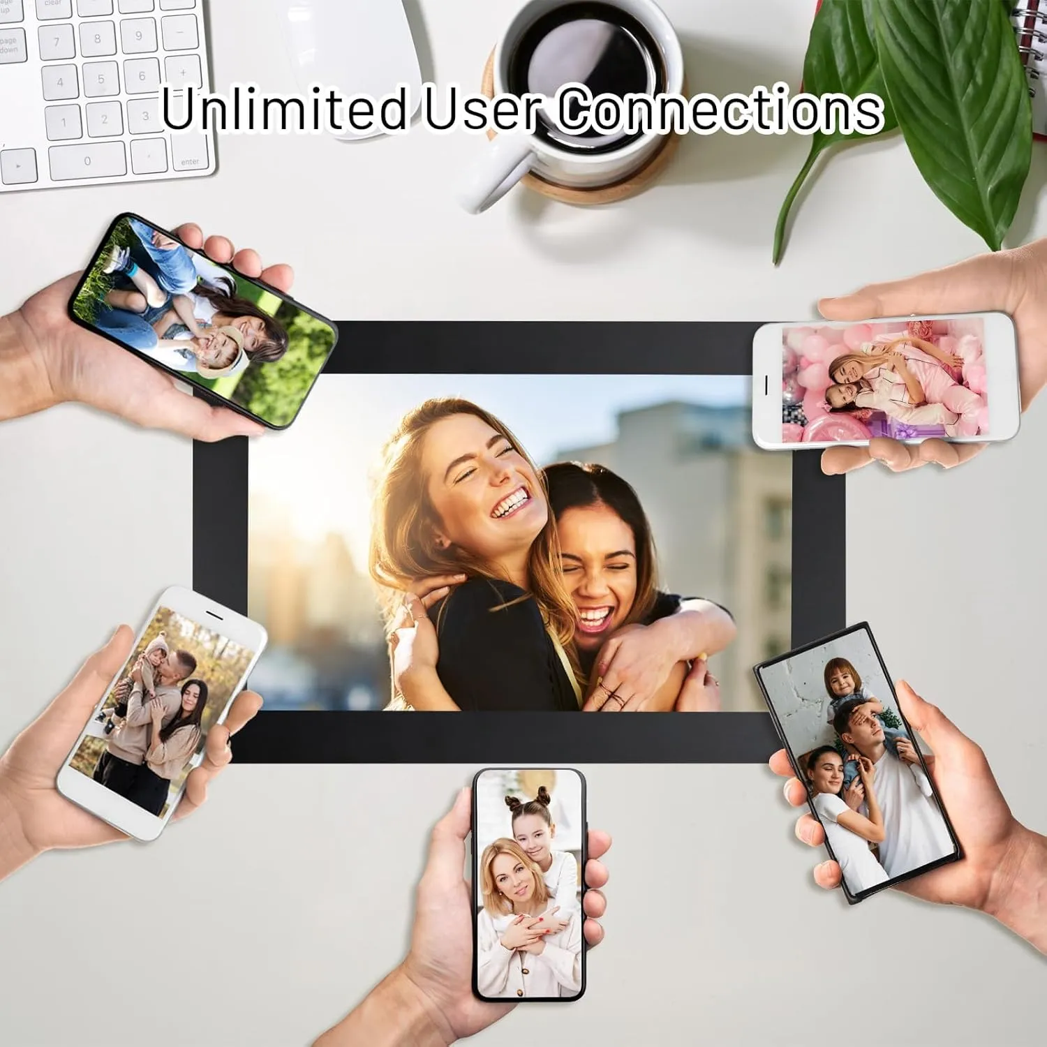 AEEZO 10.1 Inch WiFi Digital Picture Frame, IPS Touch Screen Smart Cloud Photo Frame with 32GB Storage, Auto-Rotate Easy Setup to Share Photos or Videos via AiMOR APP, Wall Mountable Black
