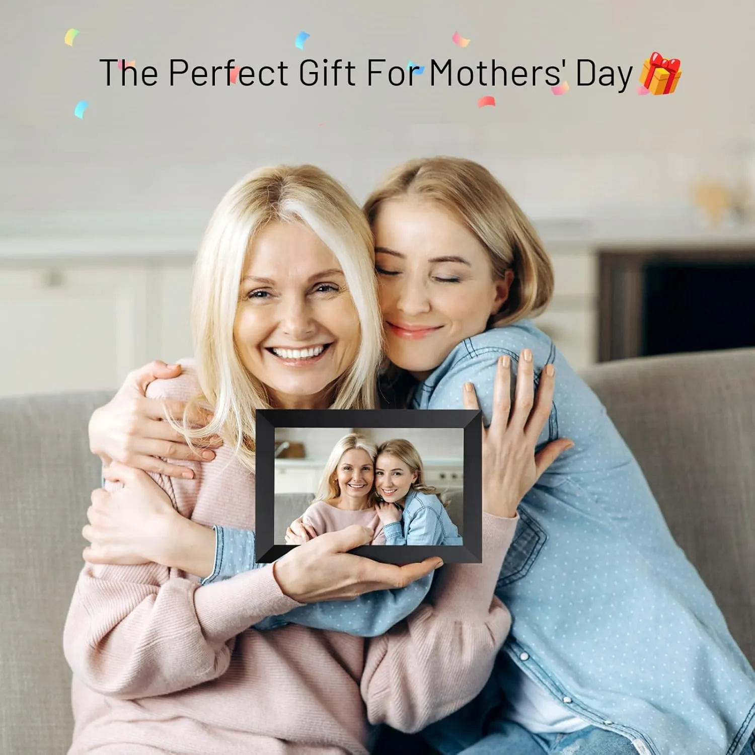 AEEZO 10.1 Inch WiFi Digital Picture Frame, IPS Touch Screen Smart Cloud Photo Frame with 32GB Storage, Auto-Rotate Easy Setup to Share Photos or Videos via AiMOR APP, Wall Mountable Black