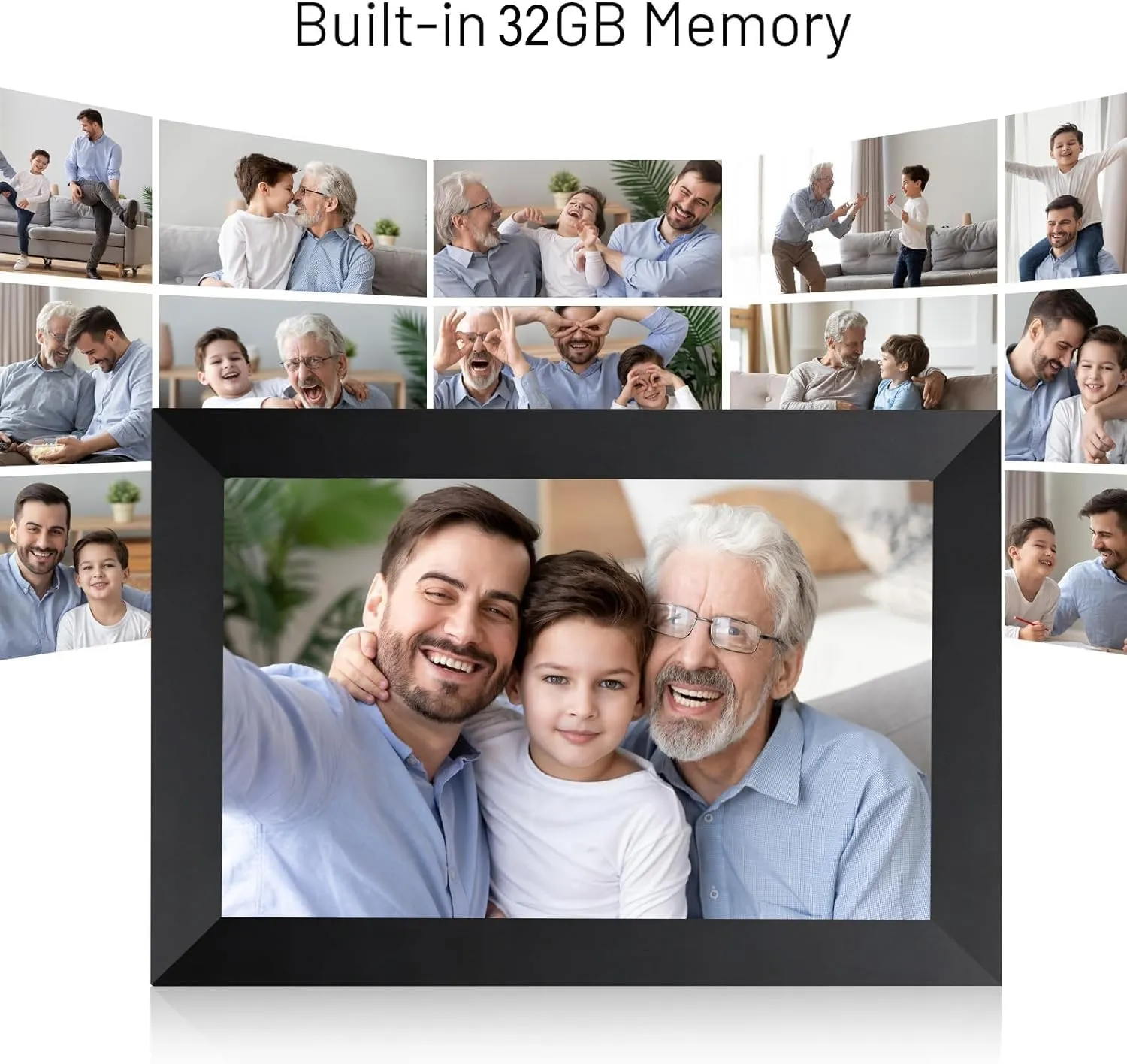 AEEZO 10.1 Inch WiFi Digital Picture Frame, IPS Touch Screen Smart Cloud Photo Frame with 32GB Storage, Auto-Rotate Easy Setup to Share Photos or Videos via AiMOR APP, Wall Mountable Black