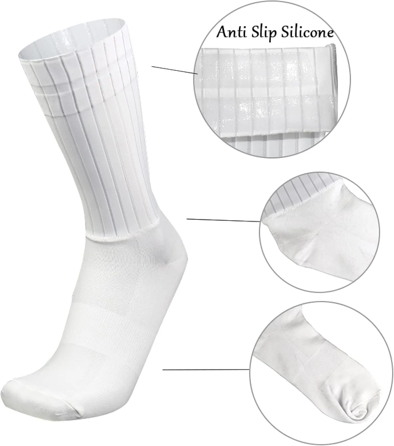 Aero Socks Cycling Aero Socks For Men Anti-Slip Silicone Aero White Line Cycling Sports Running Socks