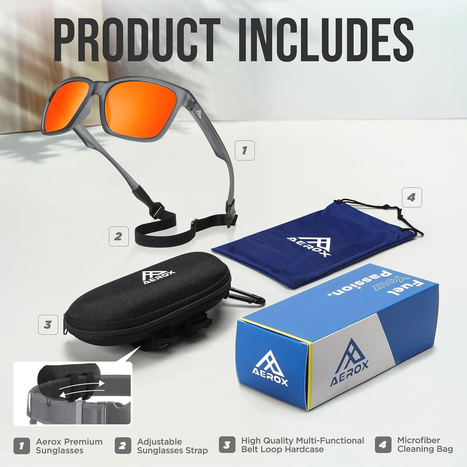 AEROX Polarized Sunglasses for Running, Cycling, Golf, and Driving - UV Protection Sports Glasses for Men, Women