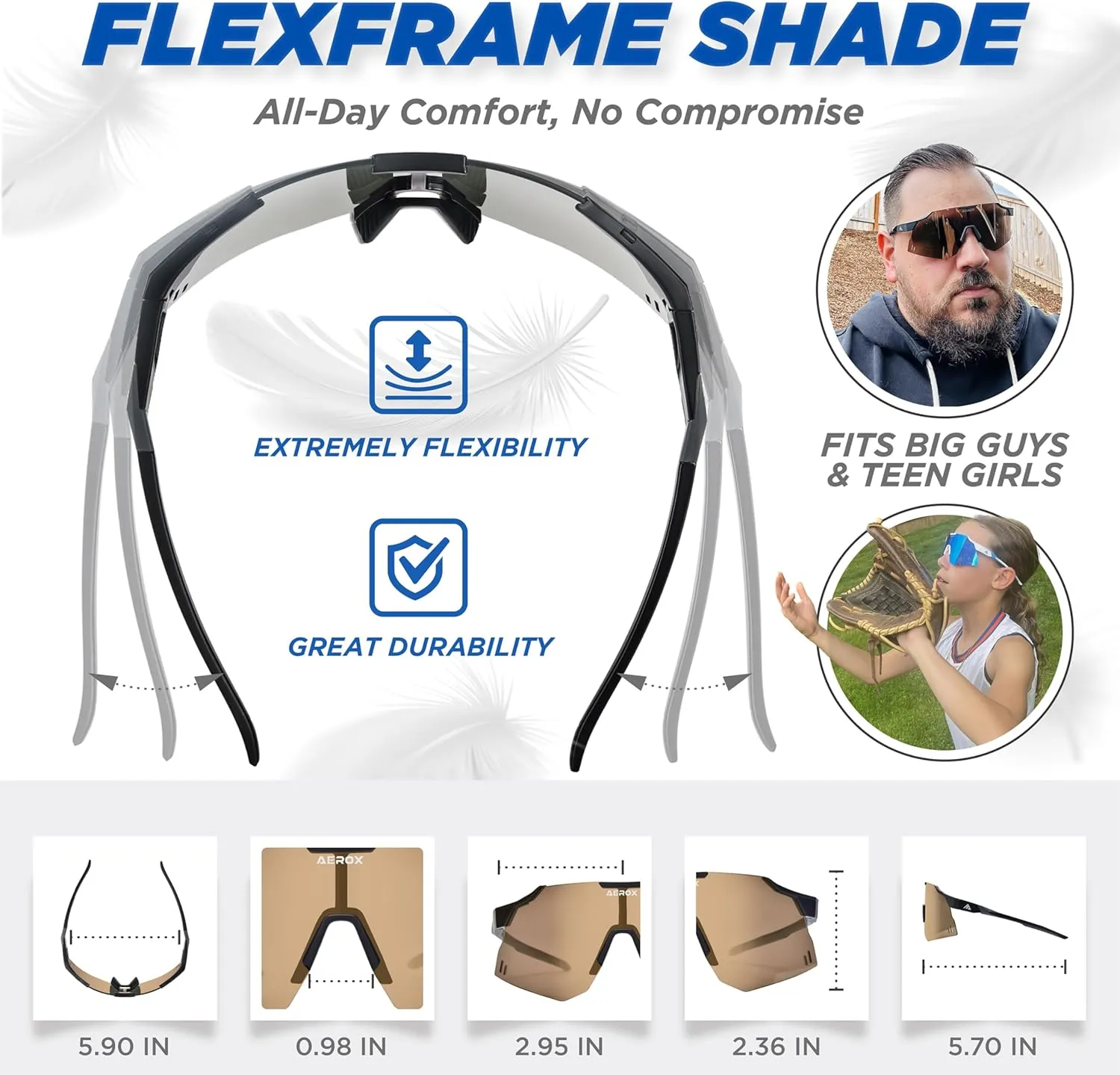 AEROX Running Sunglasses and Sports Glasses for Men and Women - Shades for Cycling and Baseball