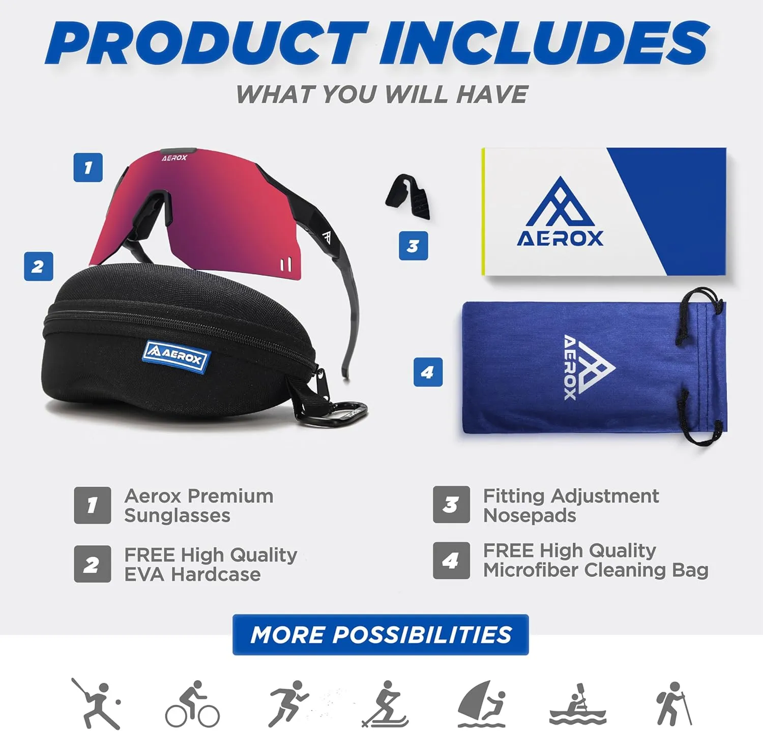 AEROX Running Sunglasses and Sports Glasses for Men and Women - Shades for Cycling and Baseball