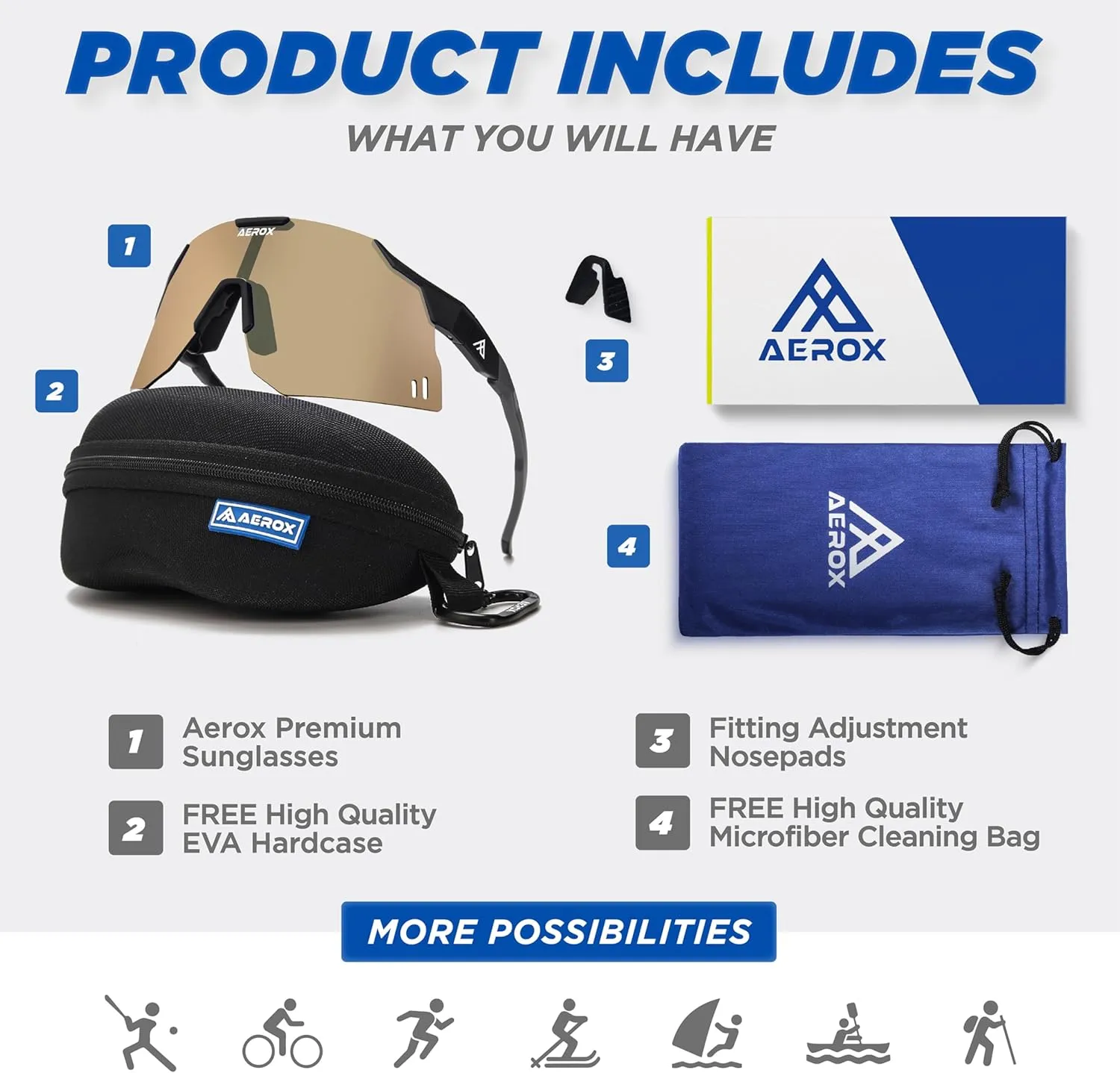 AEROX Running Sunglasses and Sports Glasses for Men and Women - Shades for Cycling and Baseball