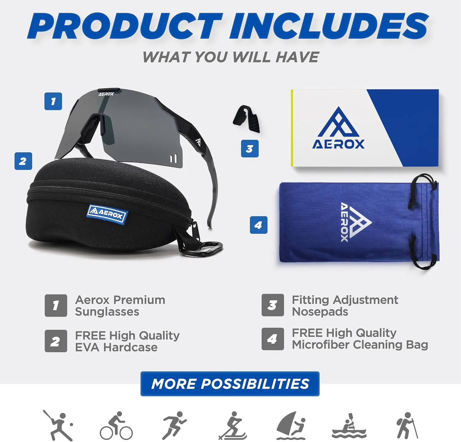 AEROX Running Sunglasses and Sports Glasses for Men and Women - Shades for Cycling and Baseball