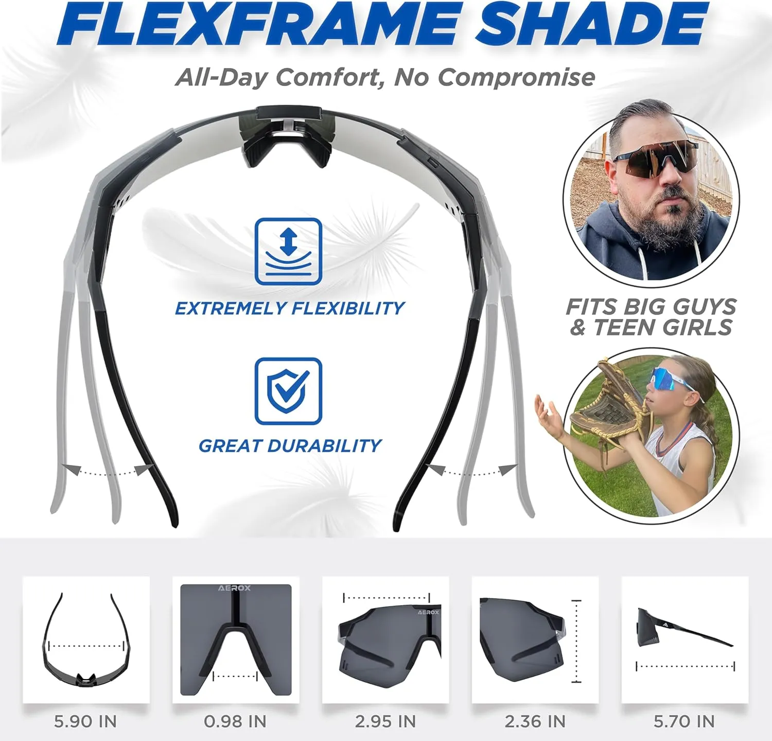 AEROX Running Sunglasses and Sports Glasses for Men and Women - Shades for Cycling and Baseball