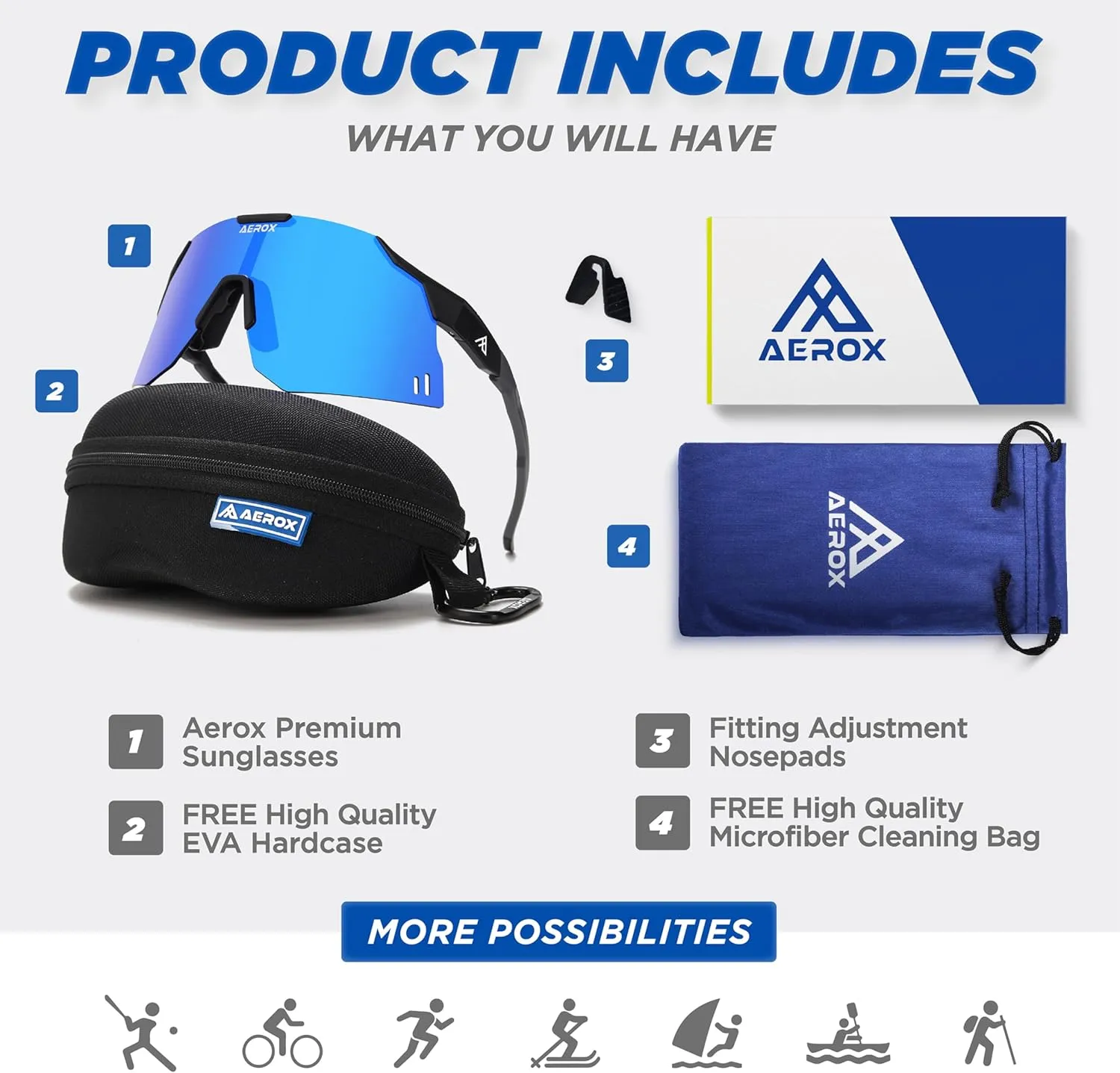 AEROX Running Sunglasses and Sports Glasses for Men and Women - Shades for Cycling and Baseball