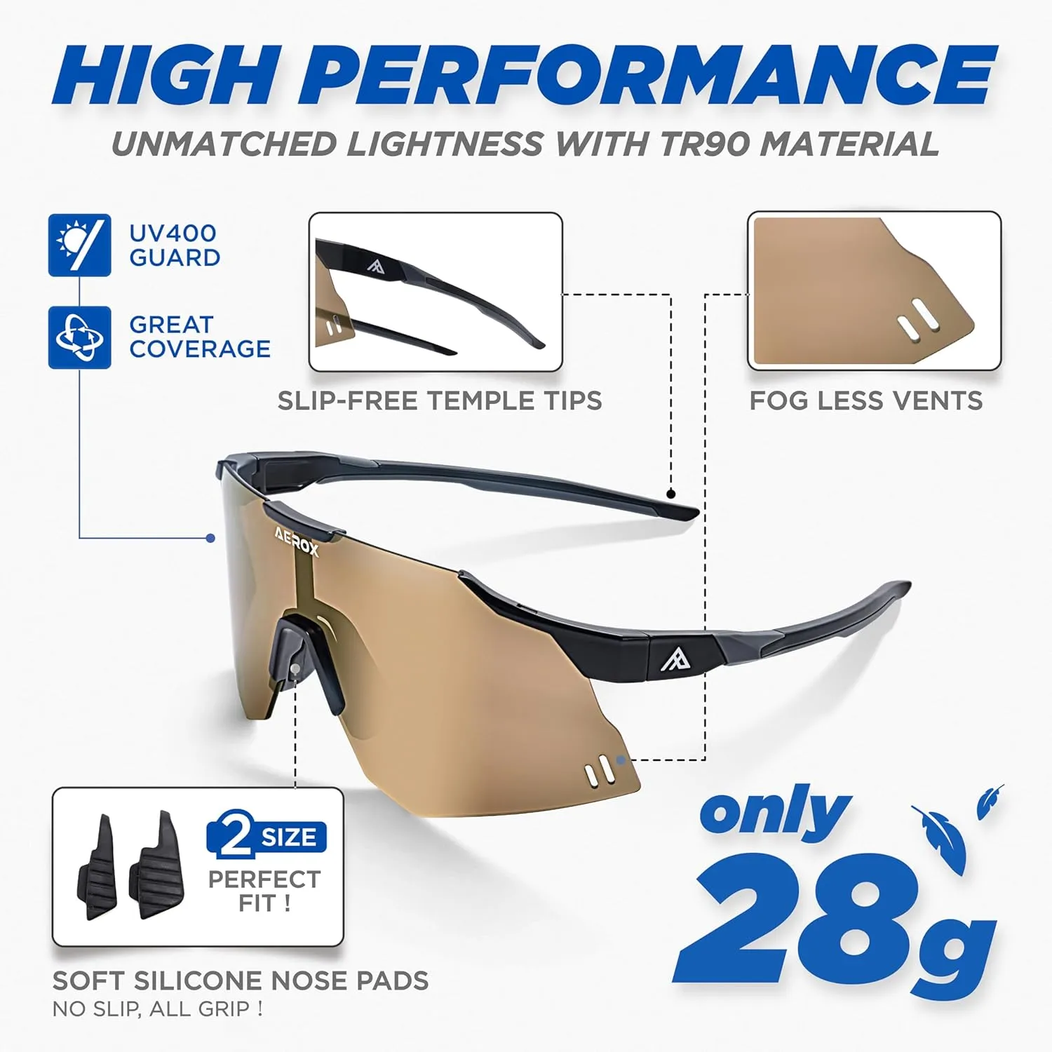 AEROX Running Sunglasses and Sports Glasses for Men and Women - Shades for Cycling and Baseball