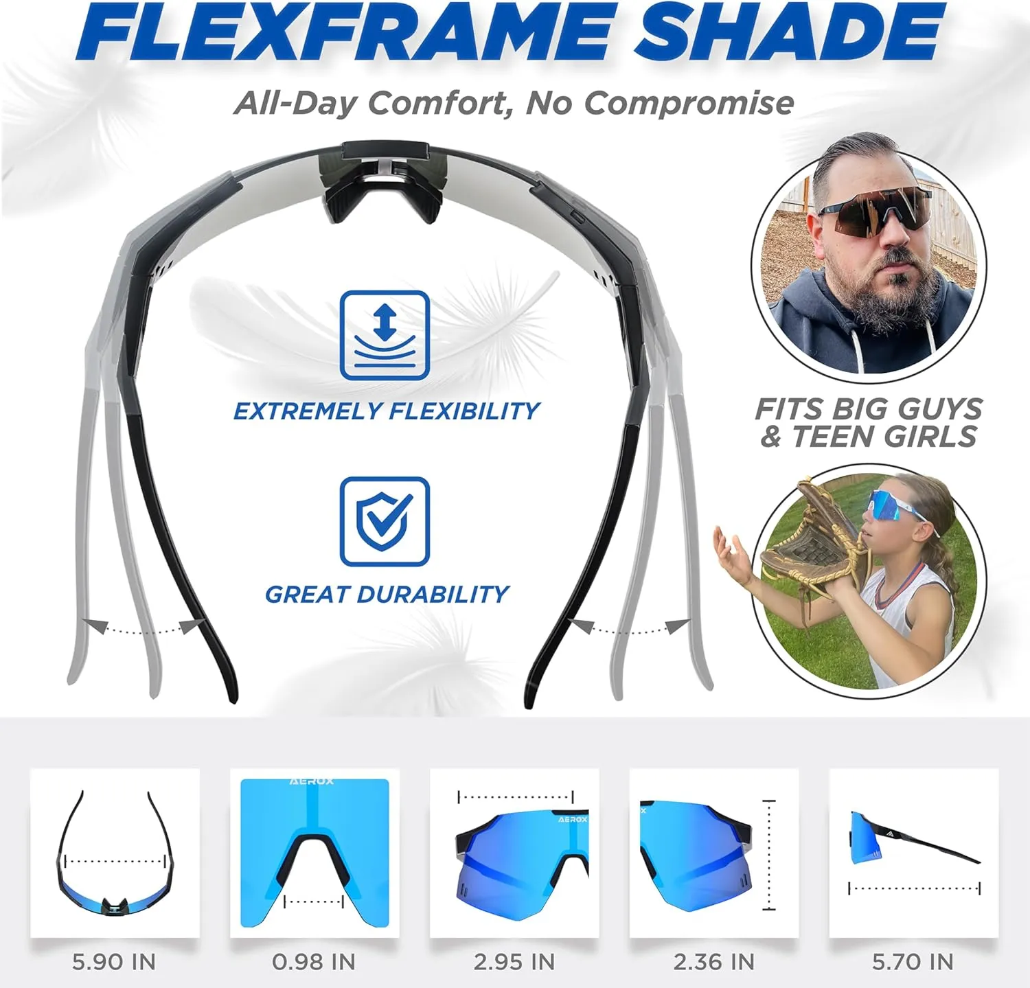 AEROX Running Sunglasses and Sports Glasses for Men and Women - Shades for Cycling and Baseball