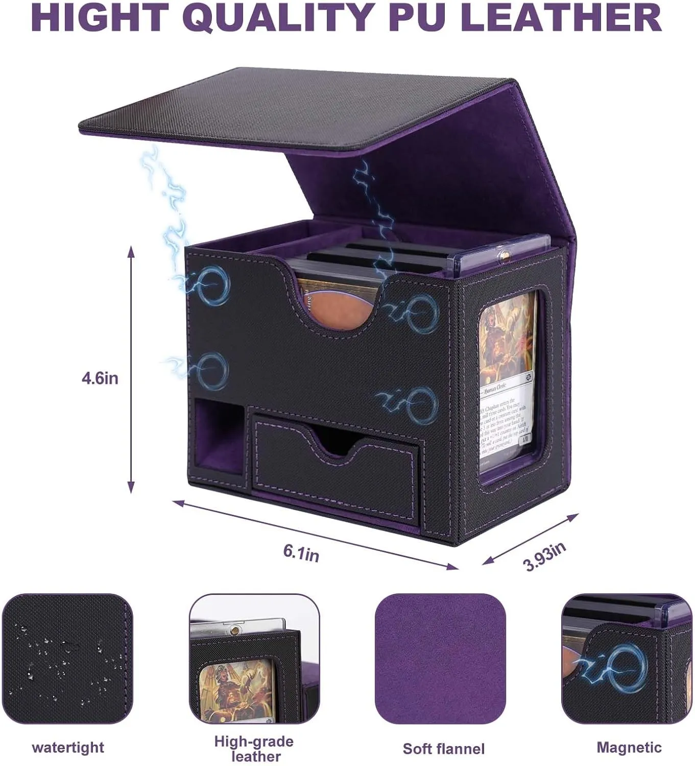 AFIING Card Storage Box For Trading Cards,120  MTG Deck Box, Storage Box With Tray box, Fits For Magic Game Cards