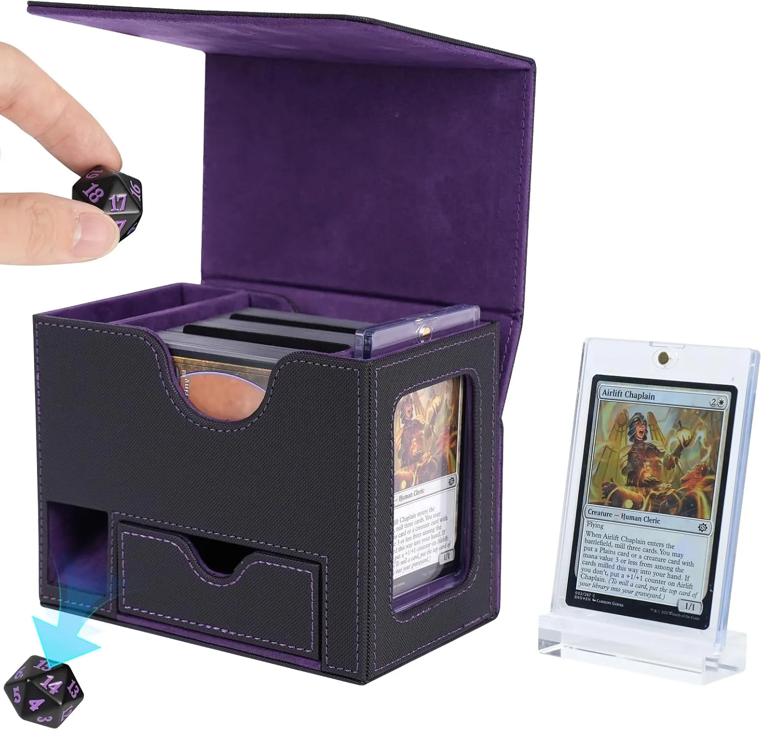 AFIING Card Storage Box For Trading Cards,120  MTG Deck Box, Storage Box With Tray box, Fits For Magic Game Cards