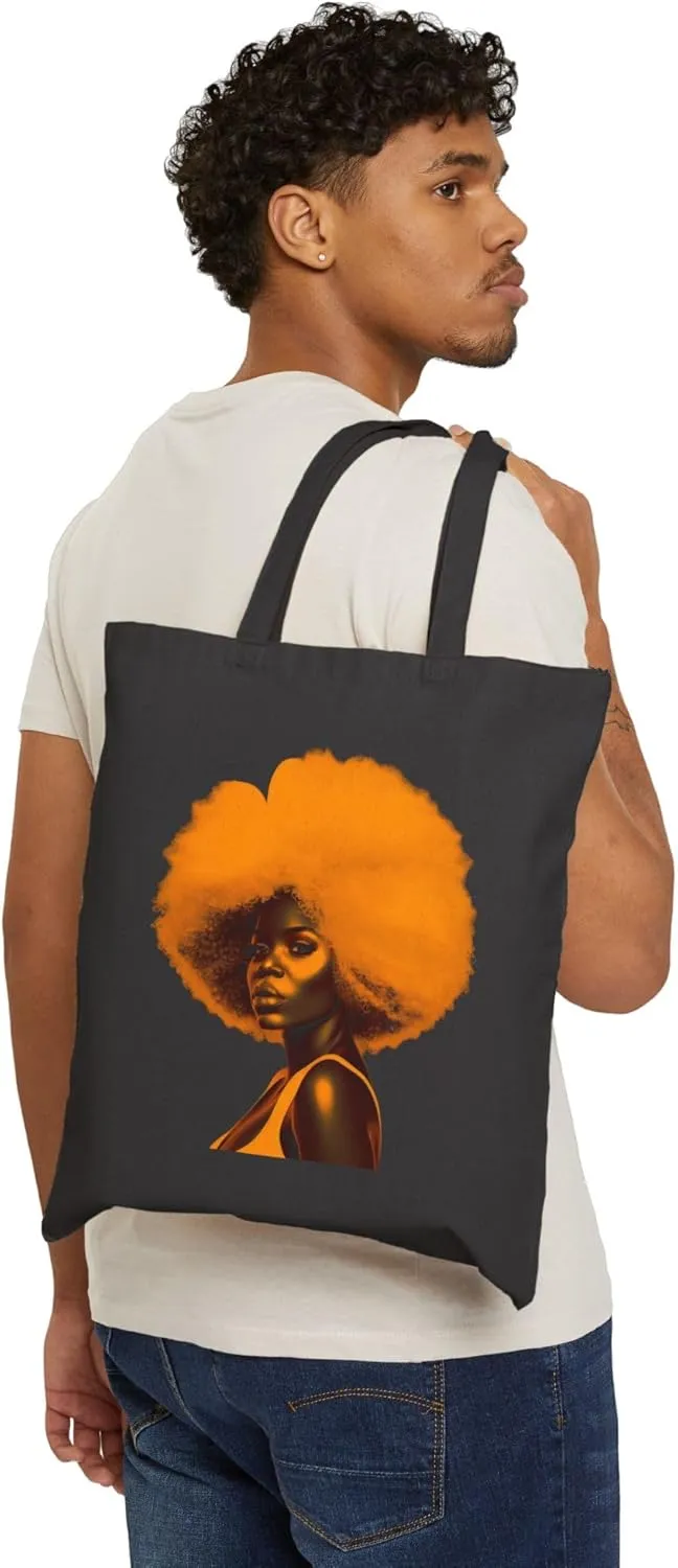 African American Tote Bag for Black Women Afro Black History Month Shoulder Handbag Cotton Canvas Tote 15inches x 16inches