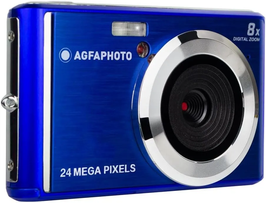 AGFA Photo Realishot DC5500 - Compact Digital Camera, 24 MP, 2.4 inch LCD Screen, 8X Digital Zoom, 720p HD Video, External SD Memory, Lithium Battery - Blue