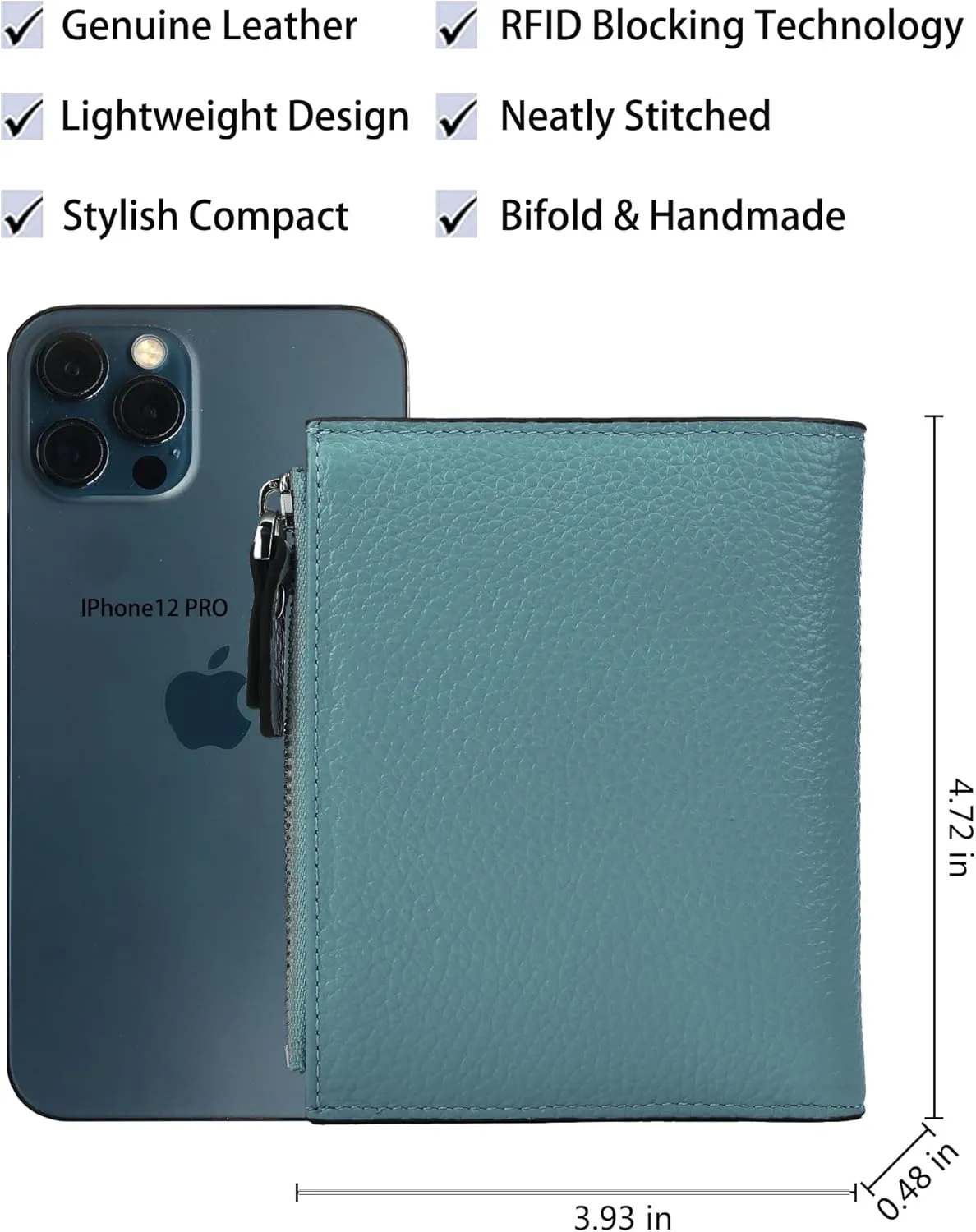 AINIMOER Women's RFID Blocking Leather Small Compact Bi-fold Zipper Pocket Wallet Card Case Purse with id Window