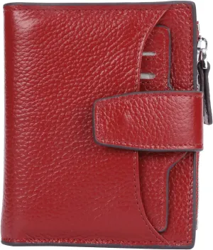 AINIMOER Women's RFID Blocking Leather Small Compact Bi-fold Zipper Pocket Wallet Card Case Purse with id Window