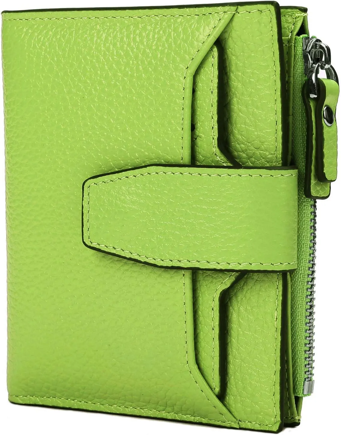 AINIMOER Women's RFID Blocking Leather Small Compact Bi-fold Zipper Pocket Wallet Card Case Purse with id Window